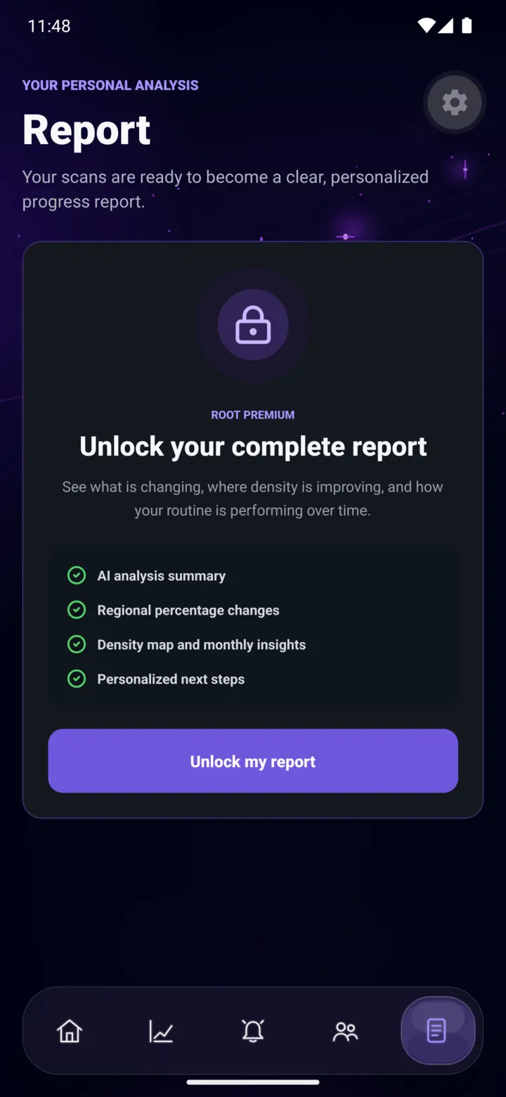 Root report screen